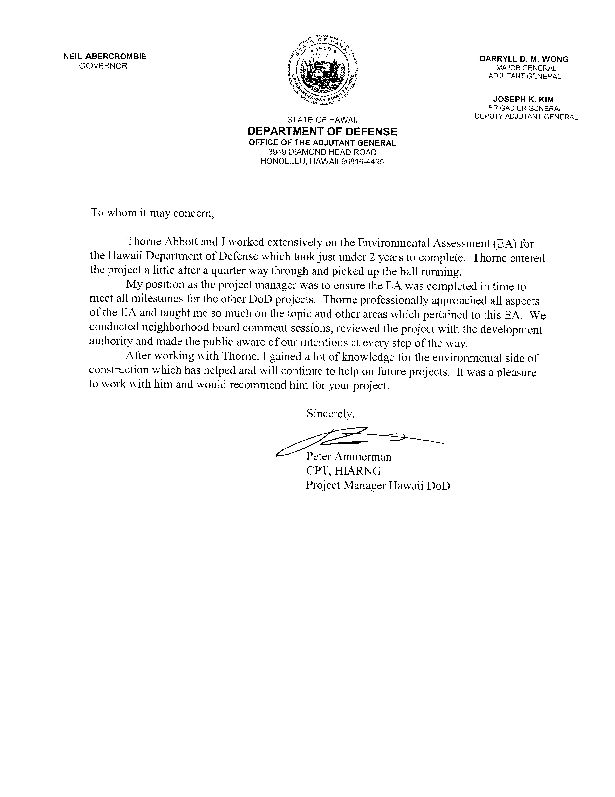 HIARNG Letter of Recommendation